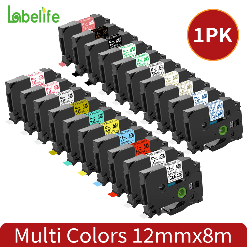 Label Printer Tape - Laminated Label Tape 12mm kompatibel untuk