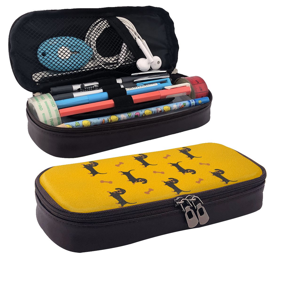 Tan Stationery & Office Supply - Kotak Pensil Kulit Anjing Dachshund Hitam