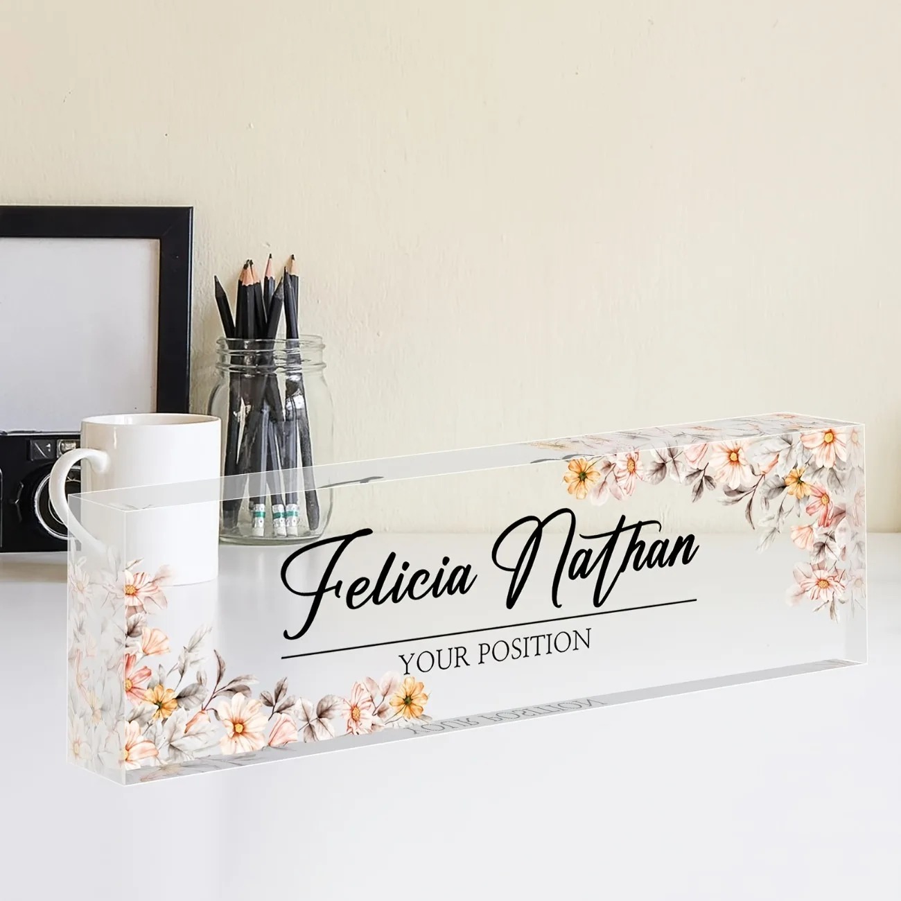 Desk Name Plate - [2D Flat] Papan Nama Akrilik Kustom