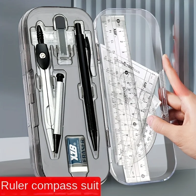 Compass Geometry Set - Kit Geometri Matematika 8-in-1 dengan Penggaris