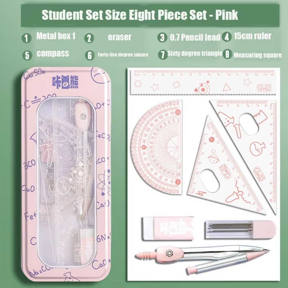 Compass Geometry Set - 8Pcs/Set Set Geometri Matematika Multifungsi 0.7mm