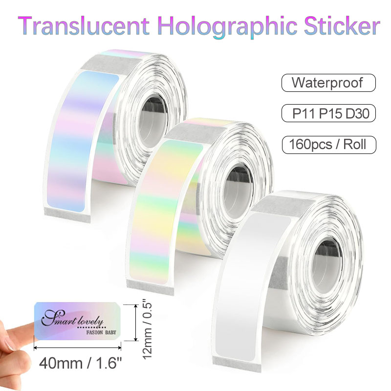 Label Printer Tape - D30 Kertas Label Termal Holografik Transparan