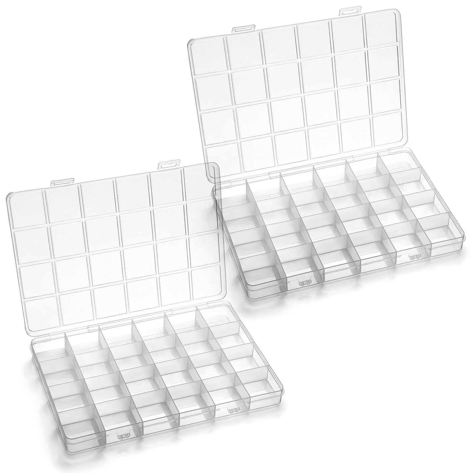 Washi Tape Set - Kotak Organizer Plastik 24-Grid dengan Pembagi