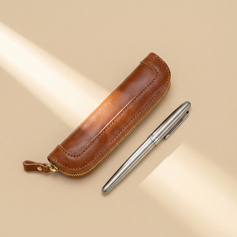 Tempat Pena Kulit Sapi Asli Vi - Tan Stationery & Office Supply ulasan dan harga