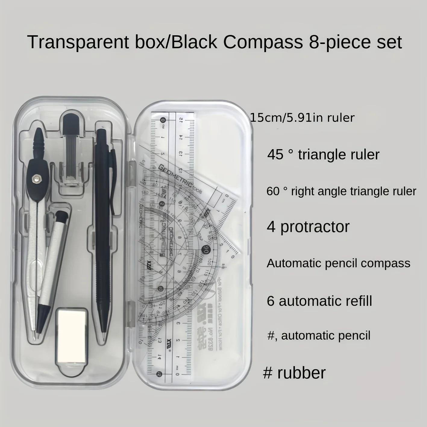 Kit Geometri Matematika 8-in-1 - Compass Geometry Set ulasan dan harga