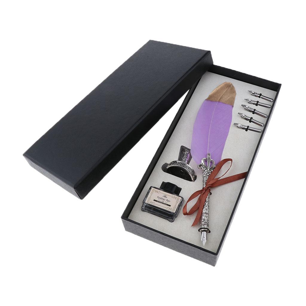Set Pena Antik dengan Bulu unt - Calligraphy Ink Bottle ulasan dan harga